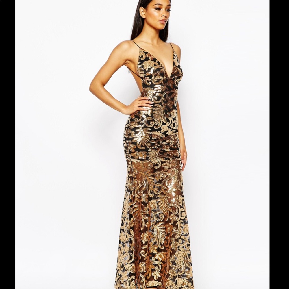 Prom Open Back Sequin Maxi Dress